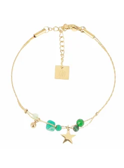 Bracelet Zag Bijoux Multi acier doré oxydes verts