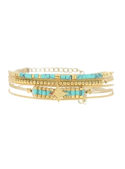 Bracelet Zag Bijoux multi-rangs perles turquoises