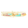 Bracelet Zag Bijoux multi-rangs acier dorémix de pierres réglable