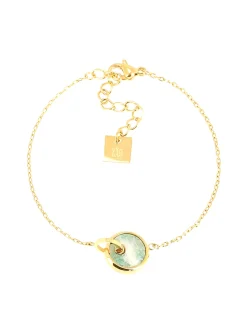 Bracelet Zag Bijoux Nacera acier doré et amazonite