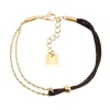 Bracelet Zag Bijoux Nuance acier doré cordon noir