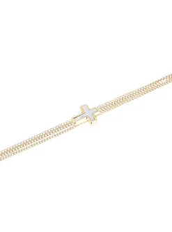 Bracelet Zag Bijoux Olyde acier doré croix nacre