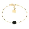 Bracelet Zag Bijoux Pablo acier doré onyx