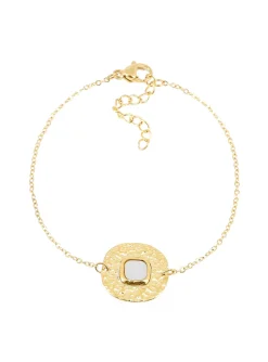 Bracelet Zag Bijoux Pinto acier doré nacre blanche