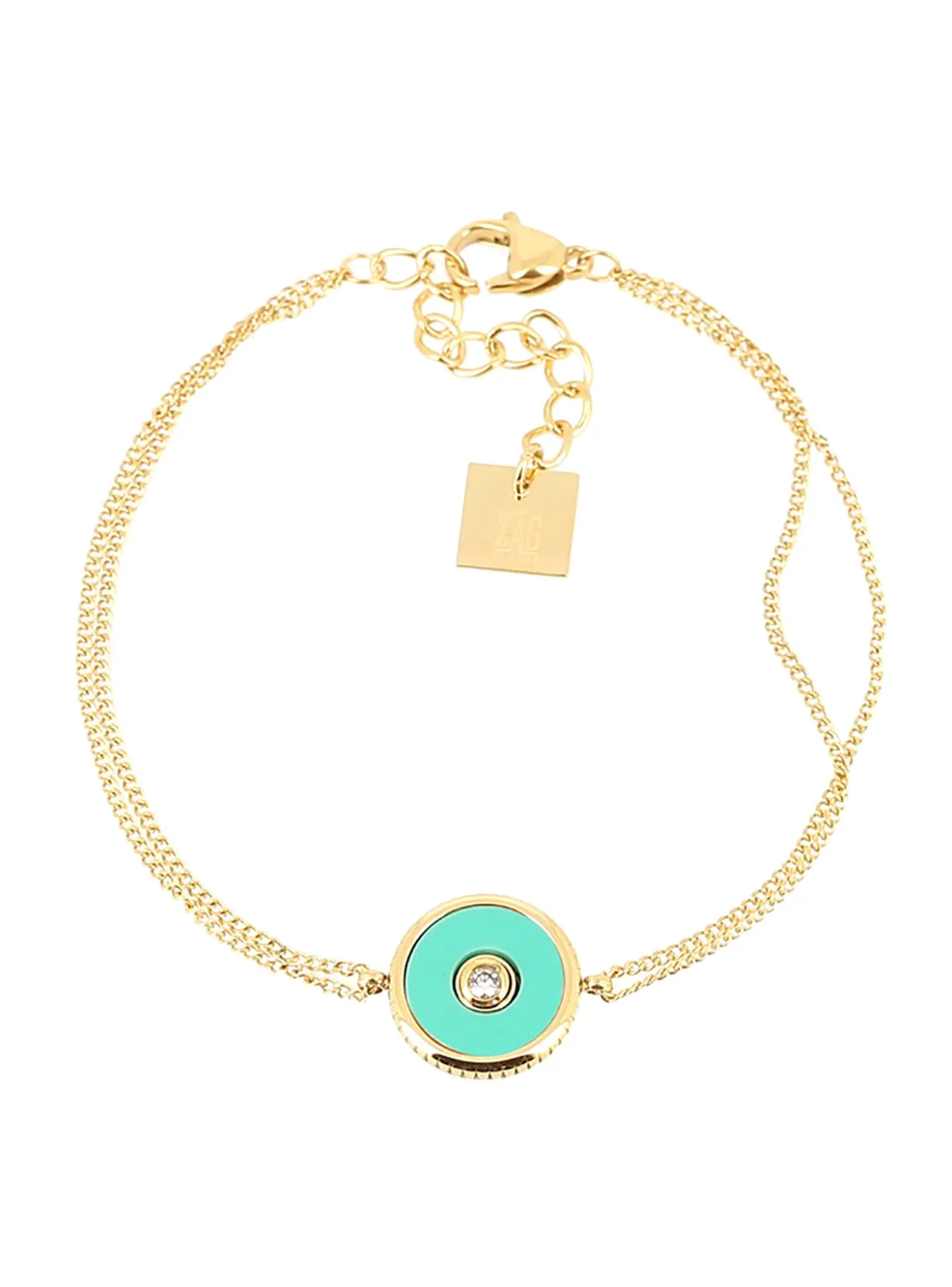 Bracelet Zag Bijoux Simple acier doré et turquoise