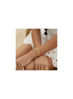 Bracelet Zag Bijoux Tassy rouge acier doré