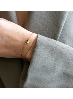 Bracelet Zag Bijoux Tonya acier doré oxyde vert