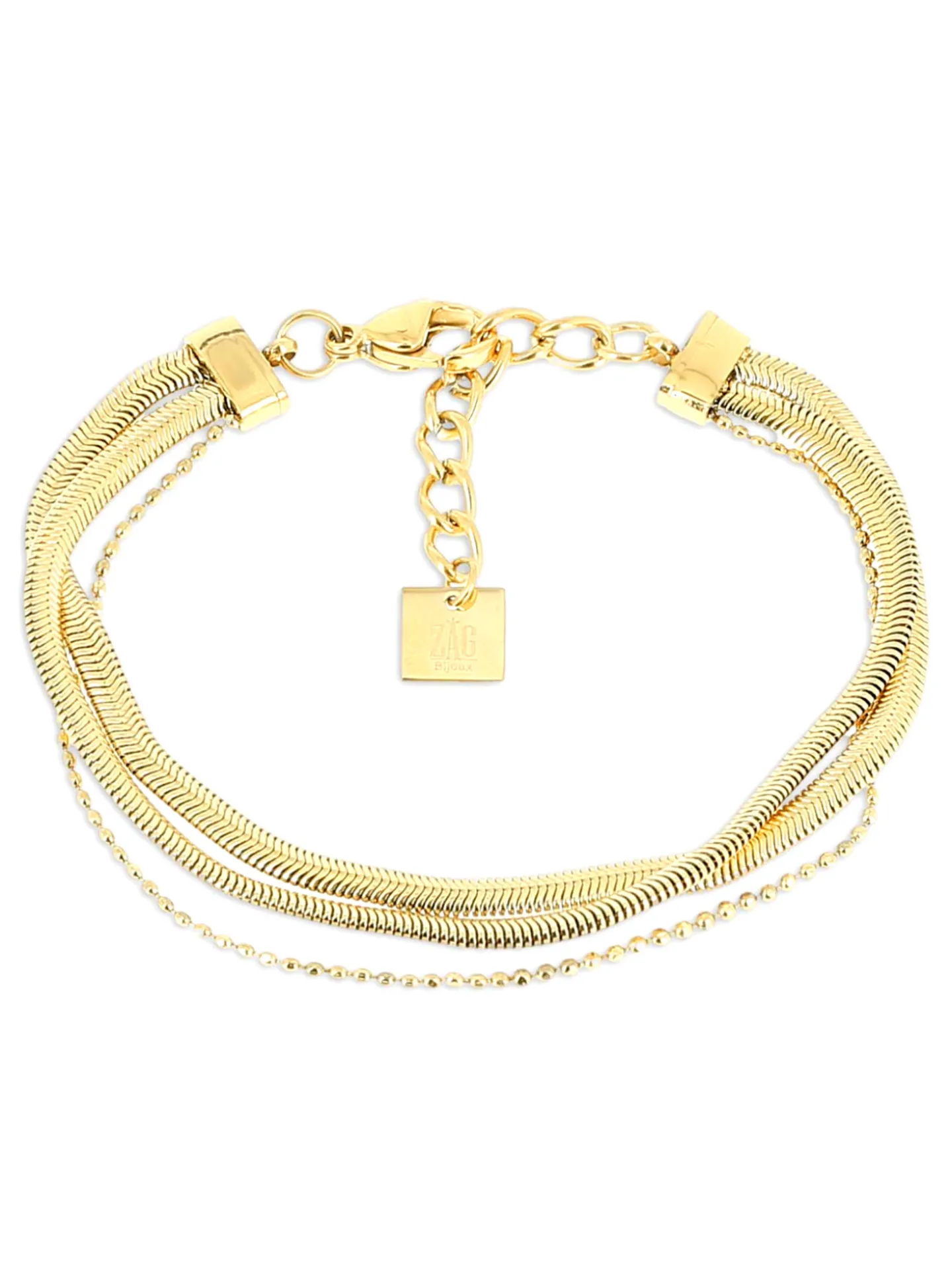 Bracelet Zag Bijoux Tressé acier doré