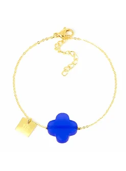 Bracelet Zag Bijoux Vega trèfle bleu electrique