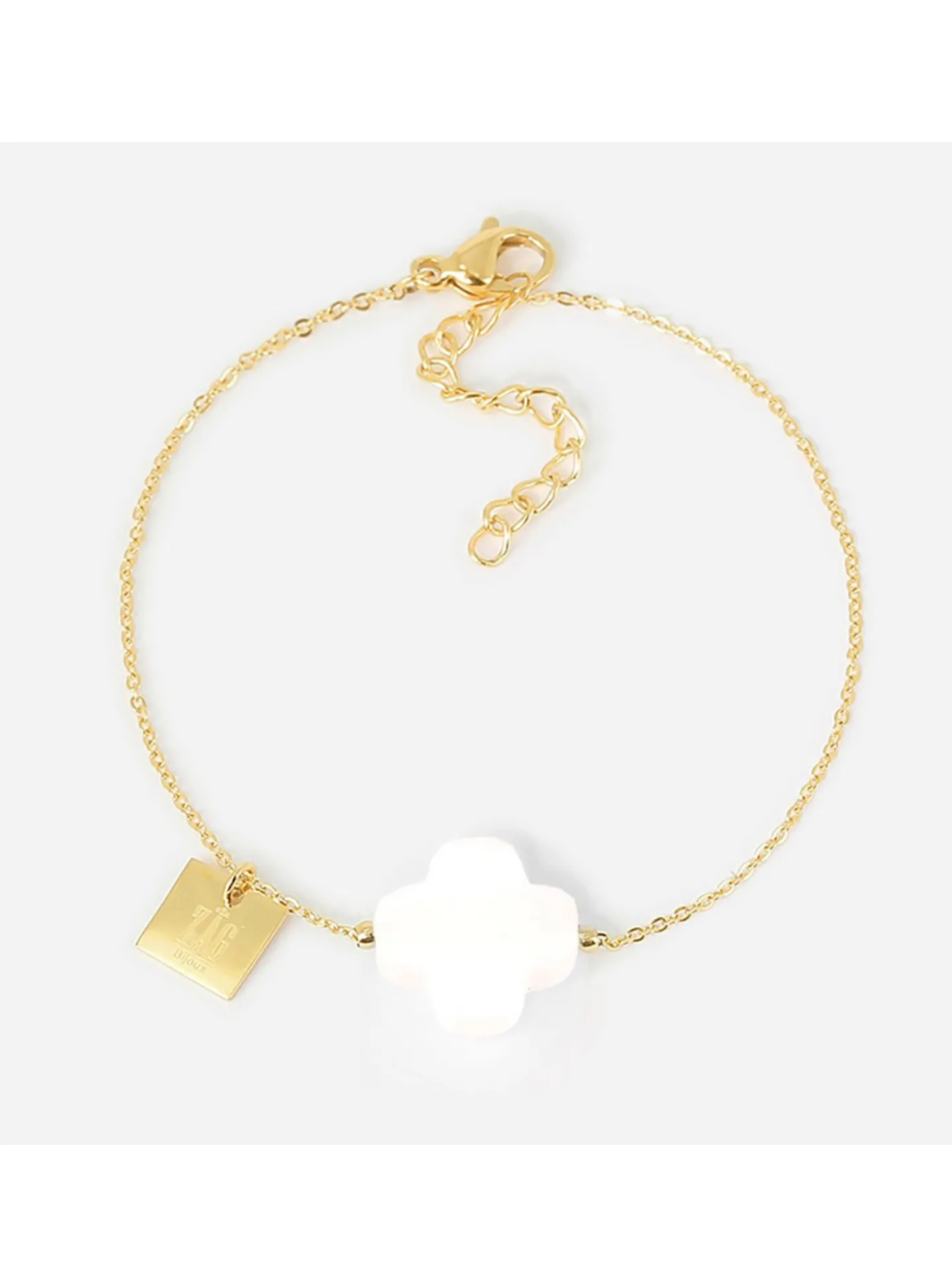 Bracelet Zag Bijoux Vega blanc acier doré