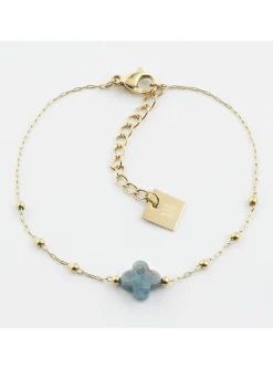 Bracelet Zag Bijoux Velasquez apatite bleue_x005f_x000D_acier doré