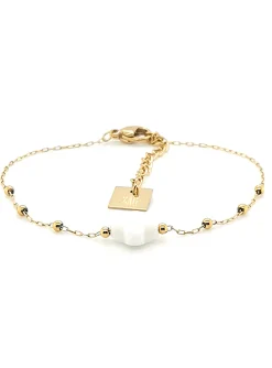 Bracelet Zag Bijoux Velasquez agate blanche_x005f_x000D_acier doré
