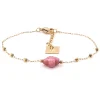 Bracelet Zag Bijoux Velasquez acier doré agate rose