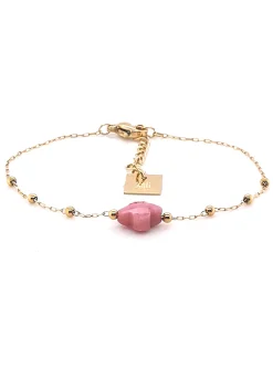 Bracelet Zag Bijoux Velasquez acier doré agate rose