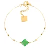 Bracelet Zag Bijoux Velasquez doré Agate verte
