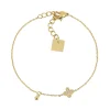 Bracelet Zag fleur acier doré oxyde de zirconium