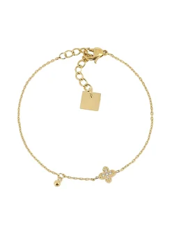 Bracelet Zag fleur acier doré oxyde de zirconium
