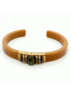 Bracelet Zag jonc doré gris - gold grey