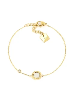 Bracelet Zag motif carré arrondi nacre et oxydes