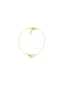 Bracelet Zag motifs entrelacés nacre acier doré_x005f_x000D_15+3cm