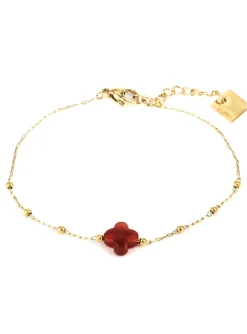 Bracelet Zag Velasquez acier doré Cornaline