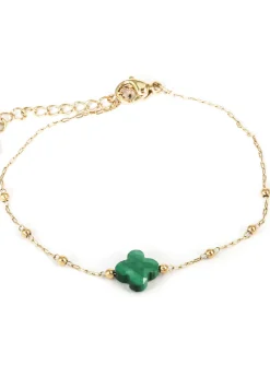 Bracelet Zag Velasquez acier doré malachite