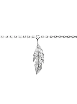 Chaîne de cheville Brillaxis plume argent rhodié