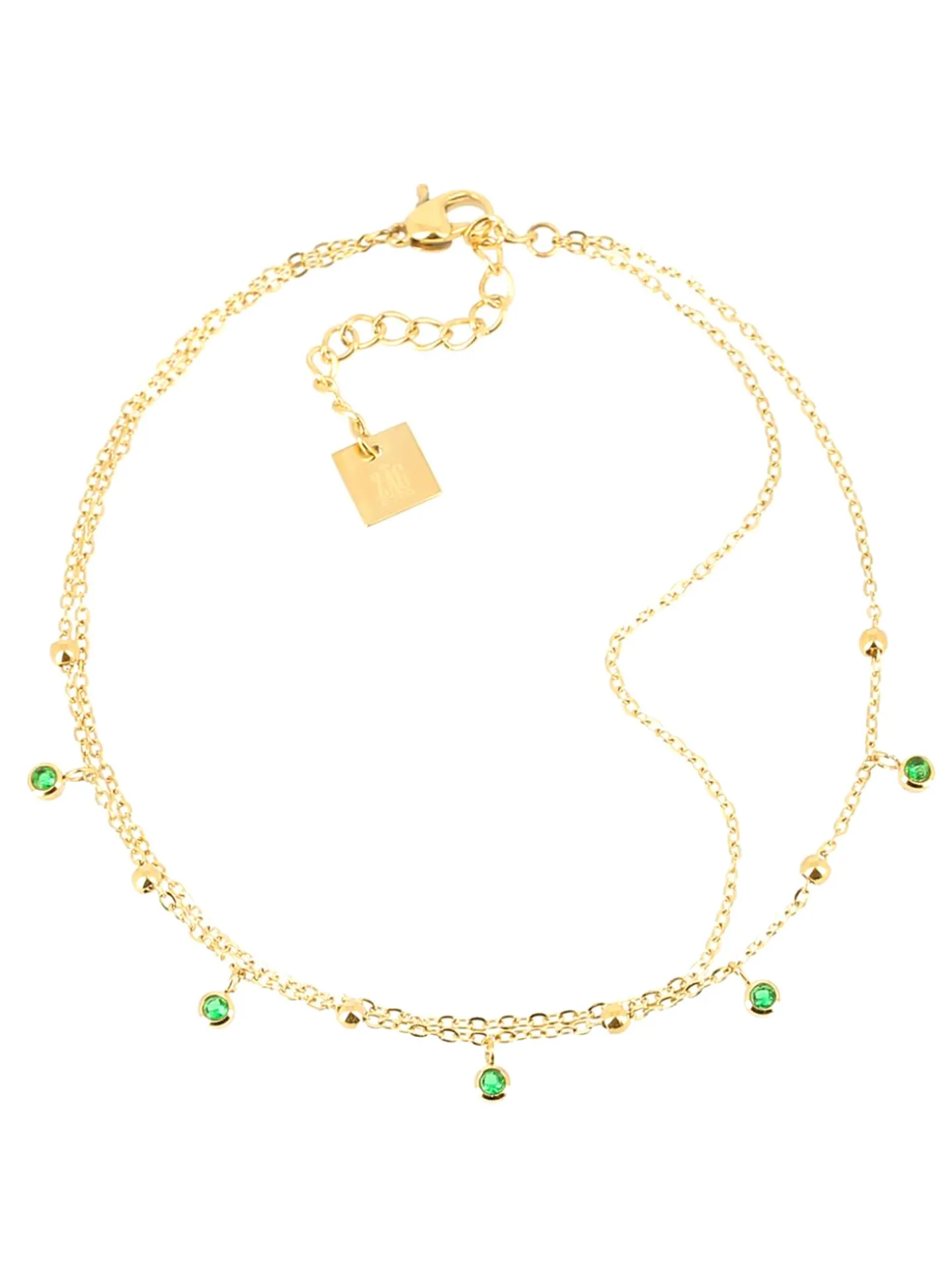 Chaîne de cheville Zag Bijoux Virtuose oxydes verts