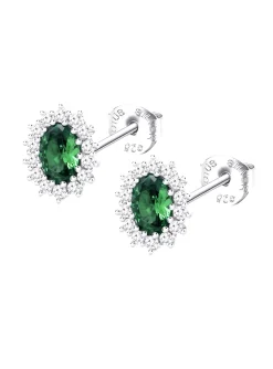 Clous d'oreille Lotus Silver Marquise vert