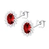 Clous d'oreilles Lotus Silver Marquise rouge