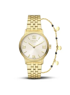 Coffret Amalys Montre femme + bracelet acier doré_x005f_x000D_Modèle Rosie