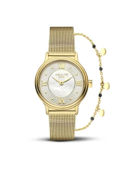 Coffret montre + bijou Amalys Amandine acier doré_x005f_x000D_collection Giftboxes