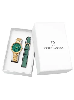 Coffret montre Pierre Lannier BETTY_x005f_x000D_Cadran Vert Bracelet Cuir Vert