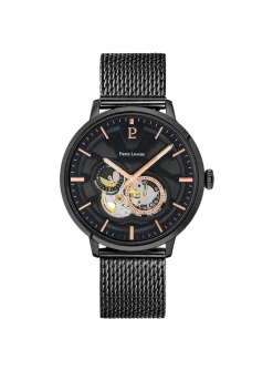 Coffret montre Pierre Lannier TRIO_x005f_x000D_Cadran Noir Bracelet Cuir Brun