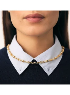 Collier Agatha Maude laiton doré maille nœud