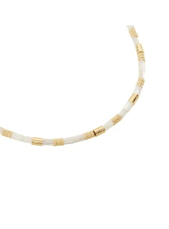 Collier Agatha Patra métal doré nacre blanche