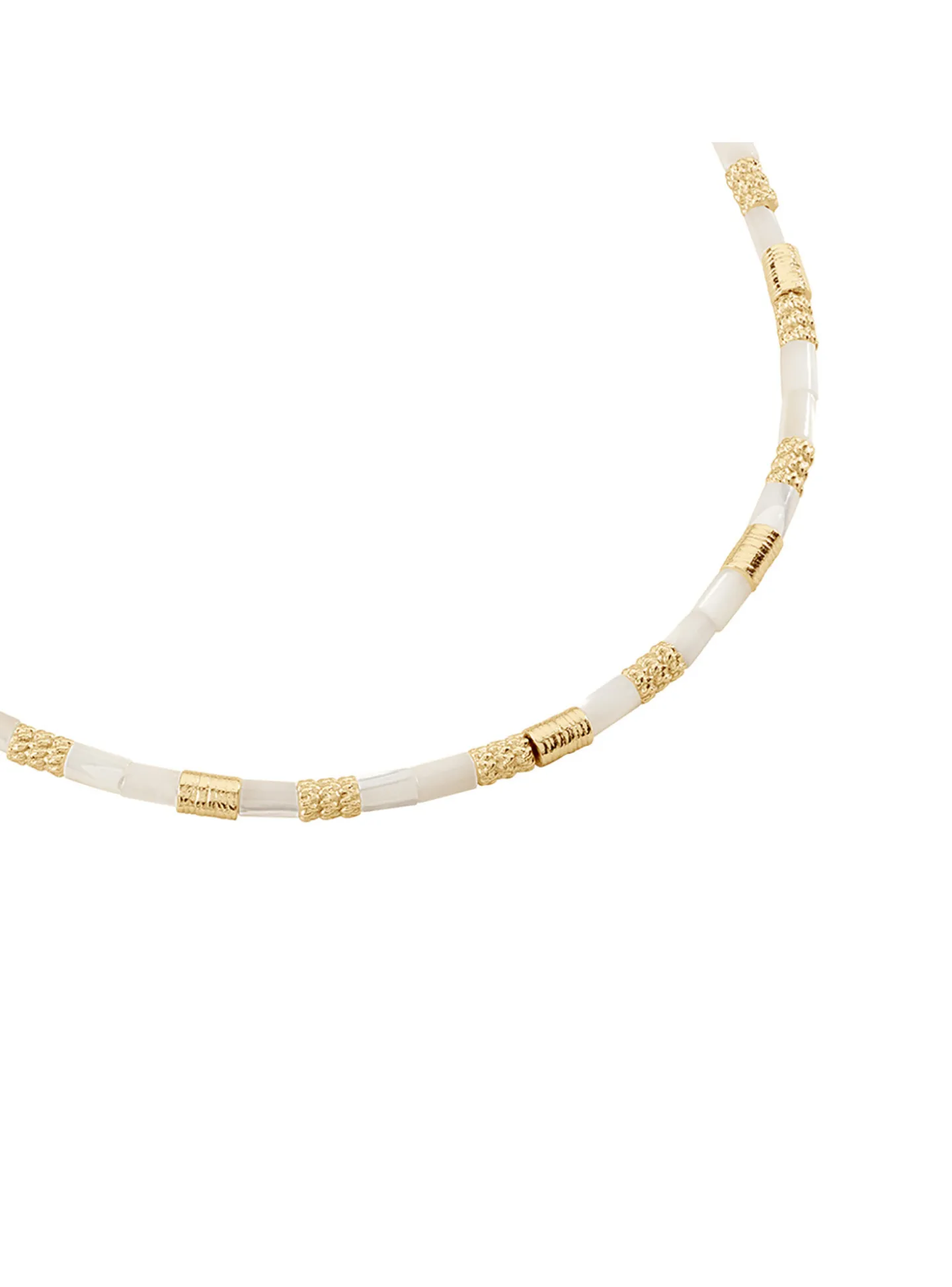 Collier Agatha Patra métal doré nacre blanche