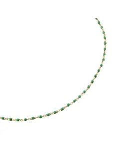 Collier Agatha Smarty laiton doré perles émail vert
