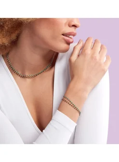 Collier Agatha Smarty laiton doré perles émail vert
