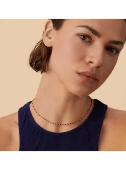 Collier Agatha Smarty laiton doré et email bordeaux