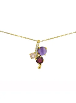 Collier améthyste rhodolite quartz oz or jaune