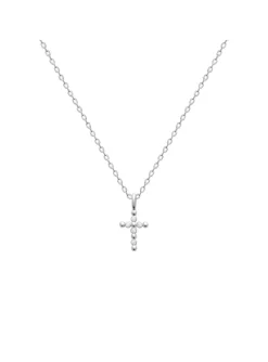 Collier Brillaxis argent rhodié croix empierrée