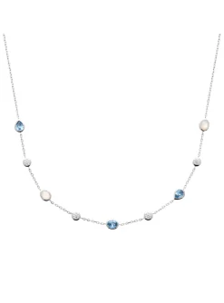 Collier Brillaxis argent et goutte_x005f_x000D_oxydes de zirconium bleu