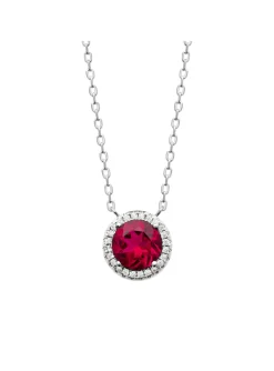 Collier Brillaxis argent rhodié pendentif rouge