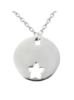 Collier Brillaxis argent médaille à personnaliser_x005f_x000D_ronde avec étoile