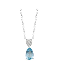 Collier Brillaxis argent pierre bleue