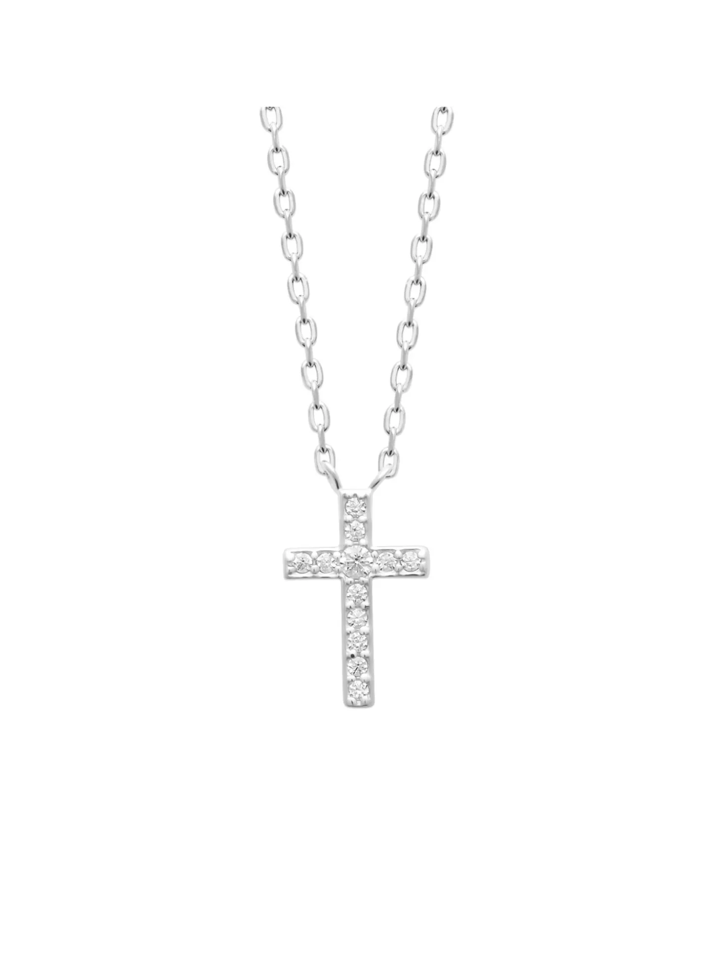 Collier Brillaxis argent rhodié croix empierrée_x005f_x000D_45 cm