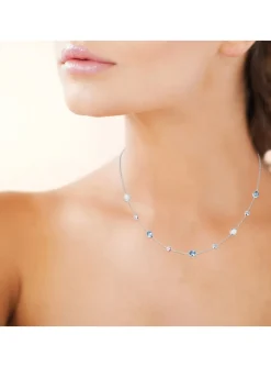Collier Brillaxis argent et goutte_x005f_x000D_oxydes de zirconium bleu