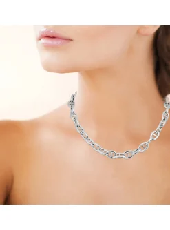 Collier Brillaxis argent rhodié maille marine
