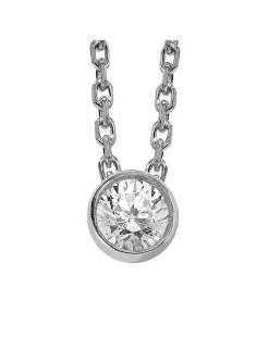 Collier Brillaxis diamant serti clos 0.35ct or blanc